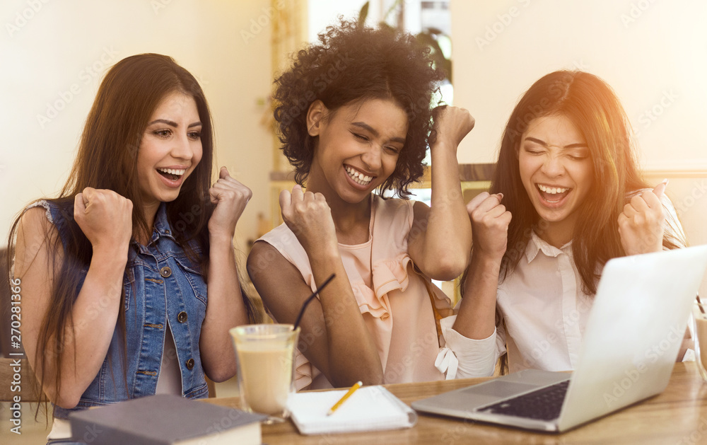 Happy students win a trip to summer camp Happy students win a trip to summer camp