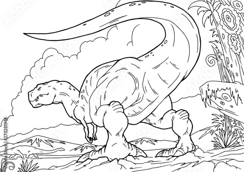 Cartoon tyrannosaurus coloring book