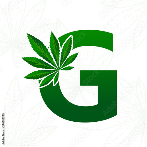 Letter with cannabis leaf for logo design.