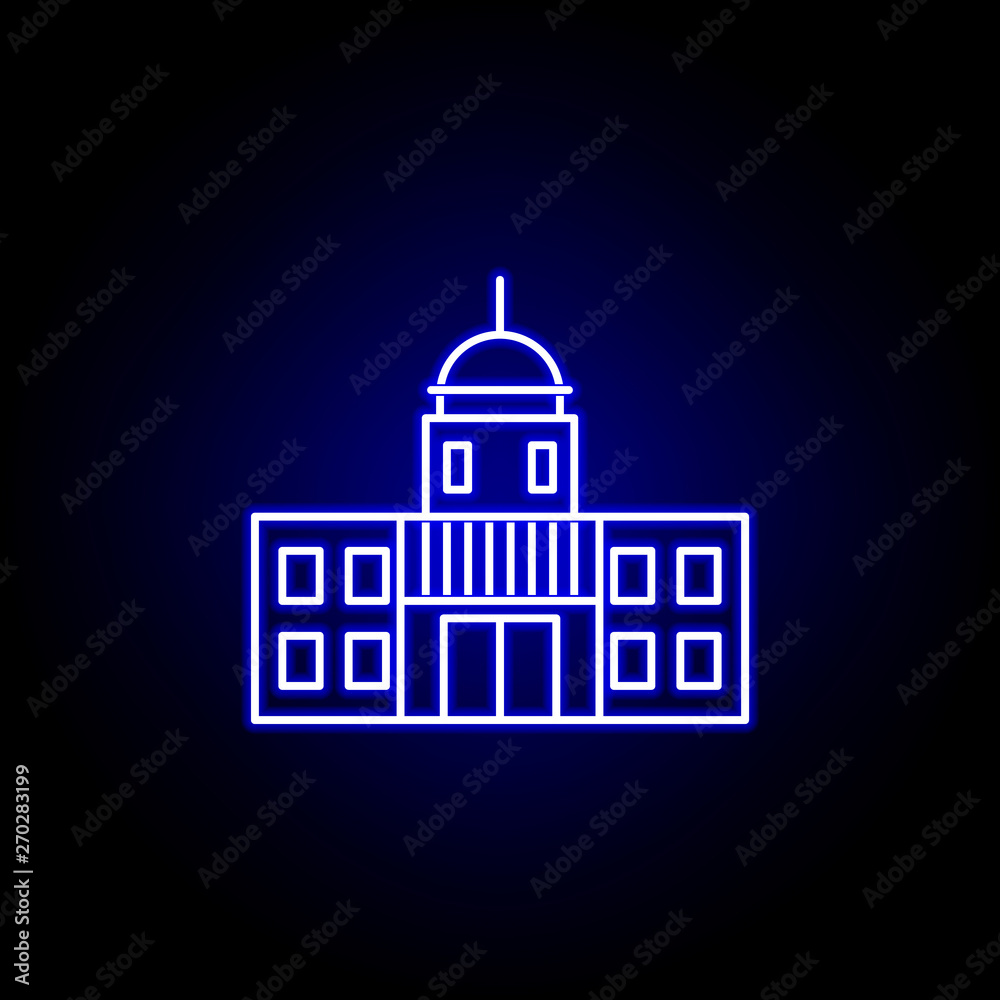 Elections capitol icon in neon style. Signs and symbols can be used for web, logo, mobile app, UI, UX