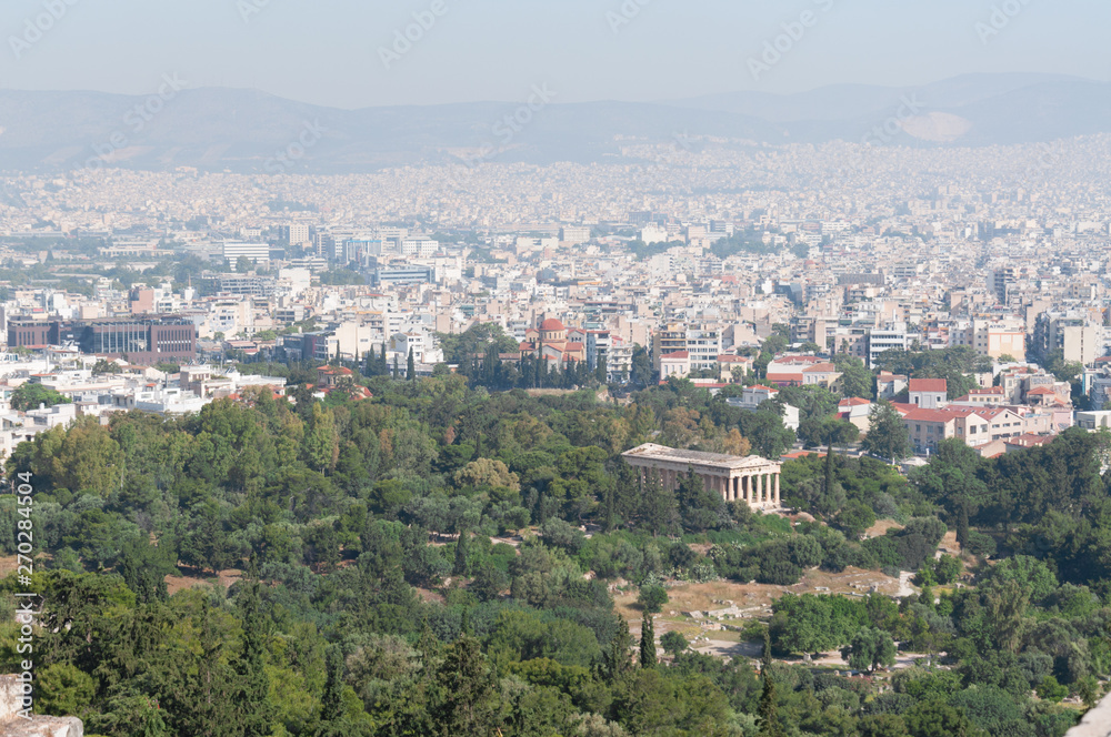 View of Athens from Acropolis hill, Greece.