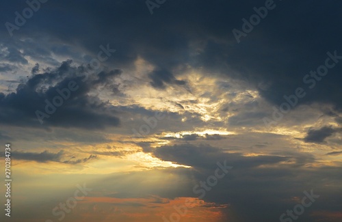 Beautiful dark dramatic sunset in the sky  natural background