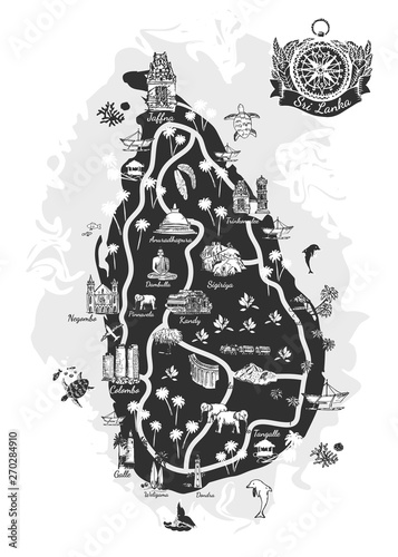 Sri Lanka drawing map © Marsasha Art