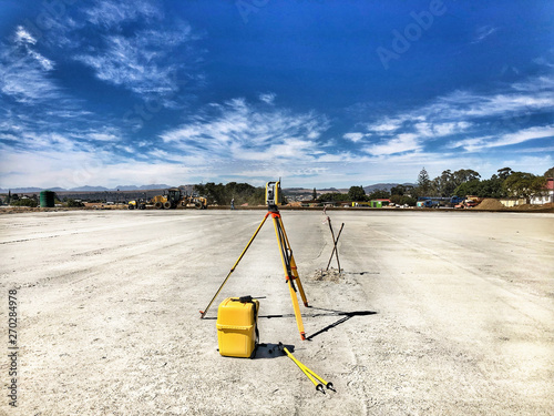 фотографія Trimble survey equipment robotic total station theodolite setup on a platform