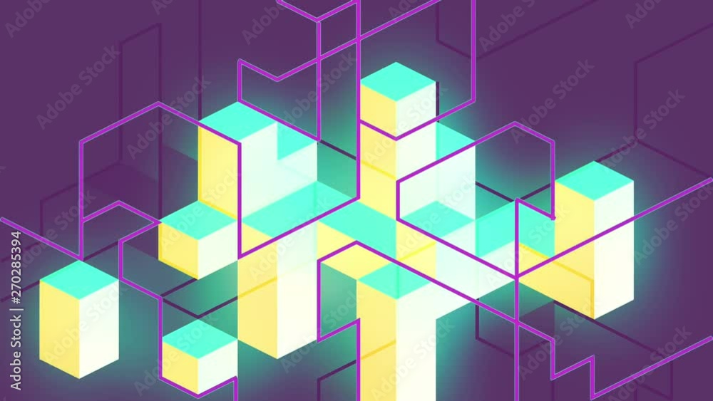 Isometric abstract motion background. Cubical pattern.