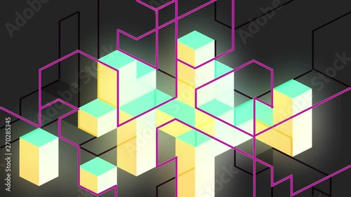 Isometric abstract motion background. Cubical pattern.