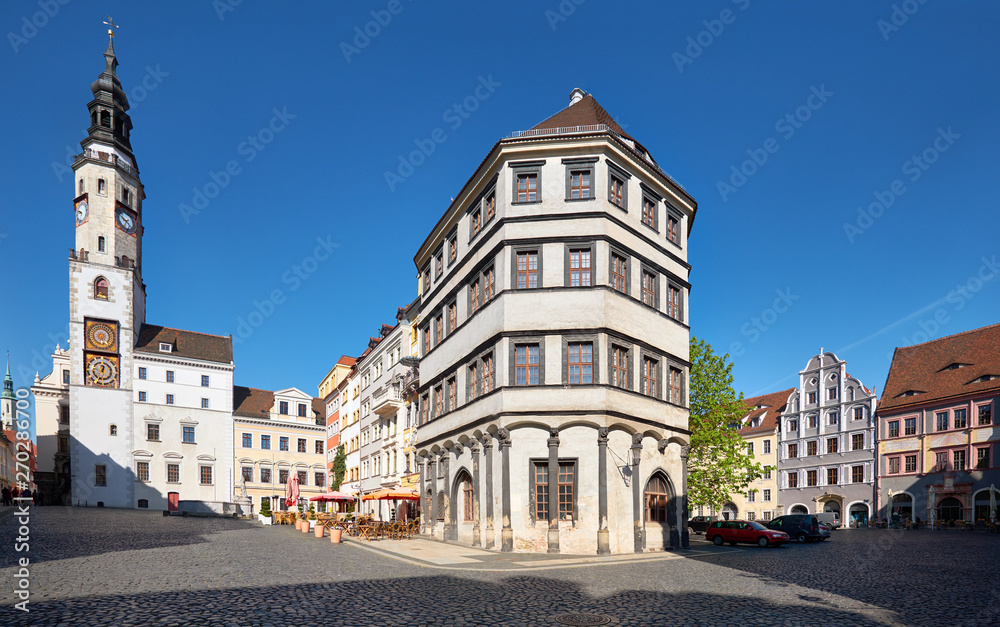 Goerlitz, Germany,  historical houses and church on main square