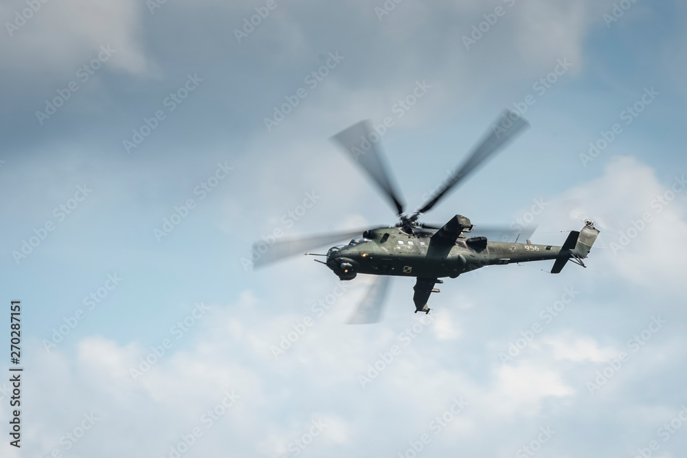 Mi 24 helicopter on the fly