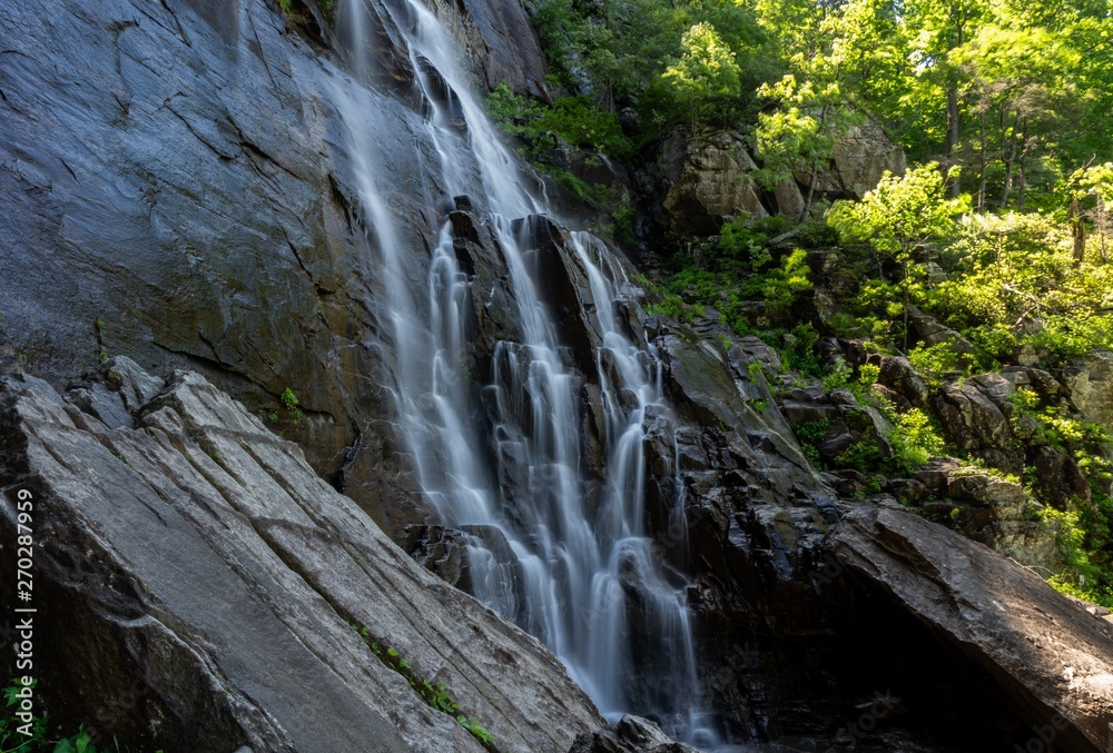 The 404 foot Hickory Nut Falls in Chimney Rock State Park, North Carolina. The 404 foot Hickory Nut Falls in Chimney Rock State Park, North Carolina.