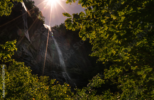 The 404 foot Hickory Nut Falls in Chimney Rock State Park, North Carolina.