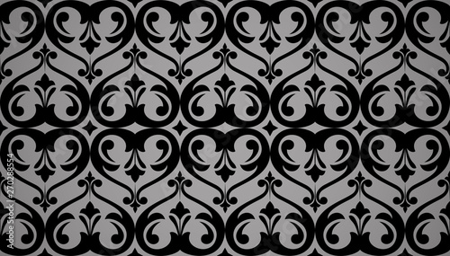Floral pattern. Vintage wallpaper in the Baroque style. Seamless vector background. Black ornament for fabric, wallpaper, packaging. Ornate Damask flower ornament