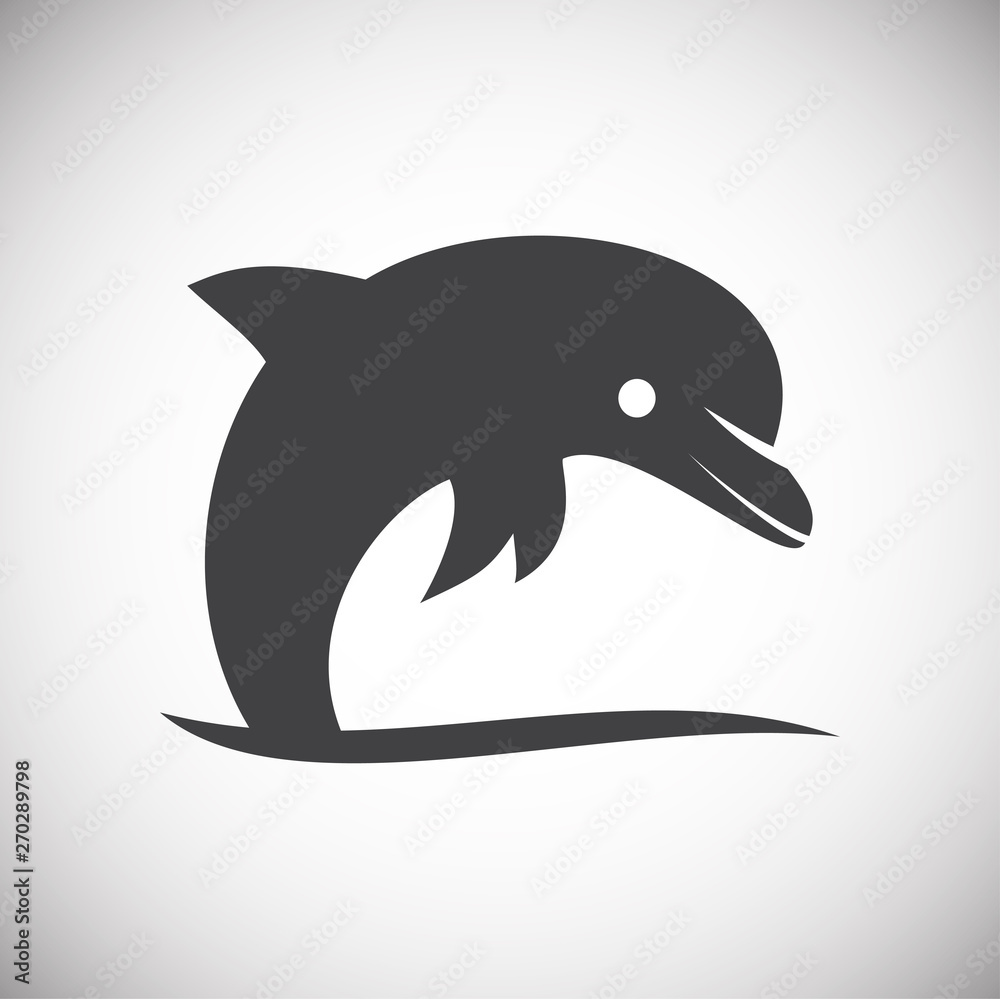 Naklejka premium Dolphin icon on background for graphic and web design. Simple illustration. Internet concept symbol for website button or mobile app.