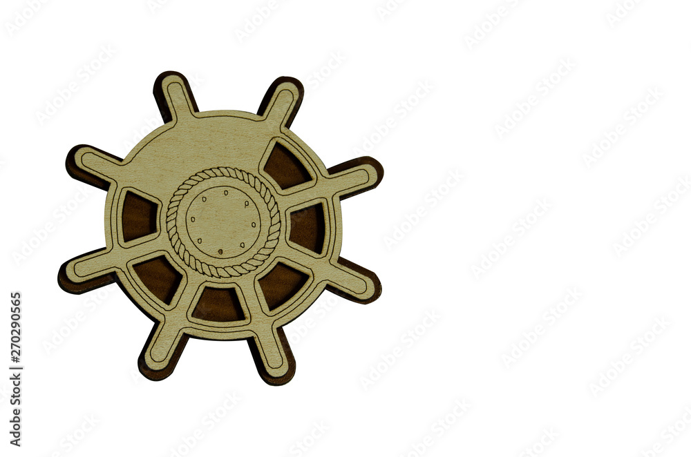 Wooden blank in the form of a steering wheel. Isolated object on white background. Wooden blank in the form of a steering wheel. Isolated object on white background.