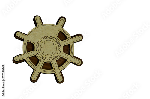 Wooden blank in the form of a steering wheel. Isolated object on white background.