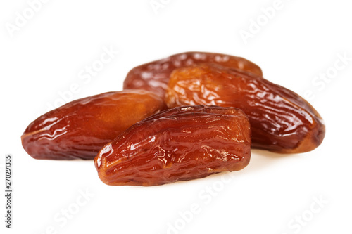 Sweet dates fruit or four dried dates isolated on white background