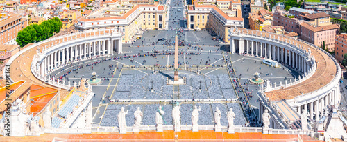 St. Peter's Square and Rome panoramic cityscape. View from dome of St. Peters Basilica