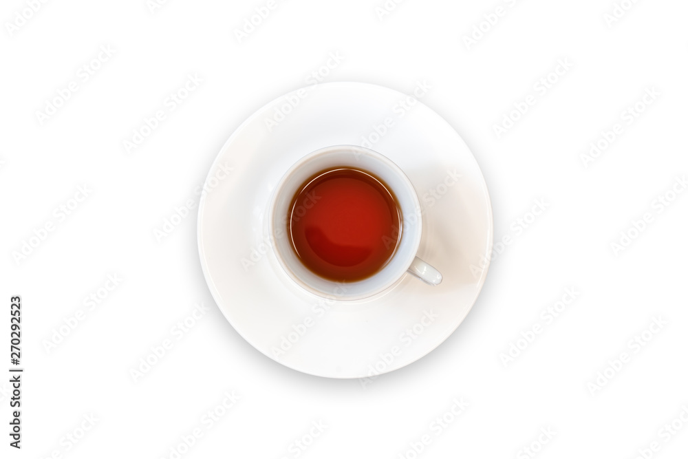 classic tea white Cup top view / Cup with saucer black tea classic tea white Cup top view / Cup with saucer black tea