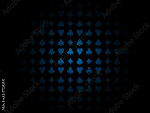 Card suits pattern shadow center blue