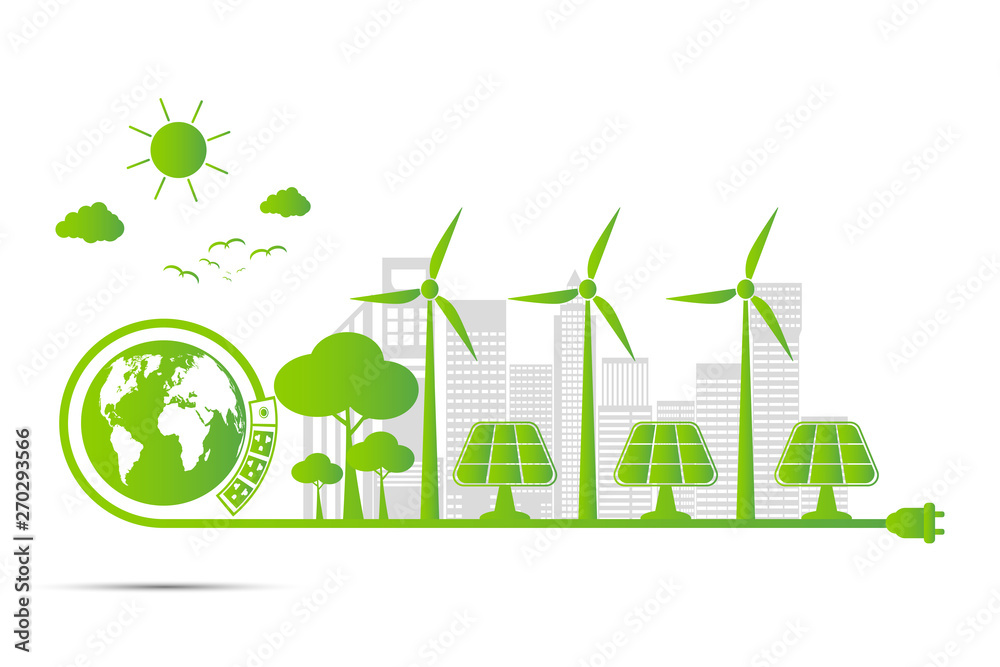 Ecology and Environmental Concept,Earth Symbol With Green Leaves Around Cities Help The World With Eco-Friendly Ideas,Vector Illustration Ecology and Environmental Concept,Earth Symbol With Green Leaves Around Cities Help The World With Eco-Friendly Ideas,Vector Illustration