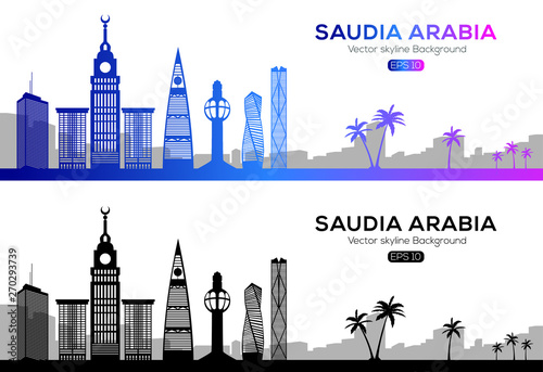 skyline saudi arabia ,Detailed Silhouette,vector illustration, linear style .