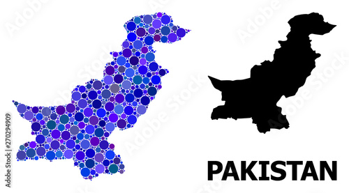 Blue Round Dot Mosaic Map of Pakistan photo