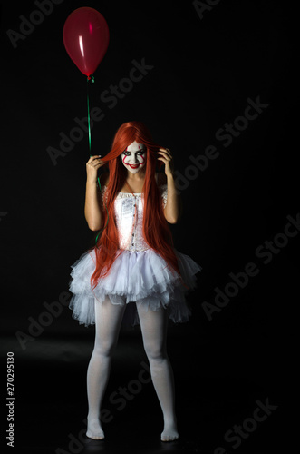 girl dressed as a scary clown