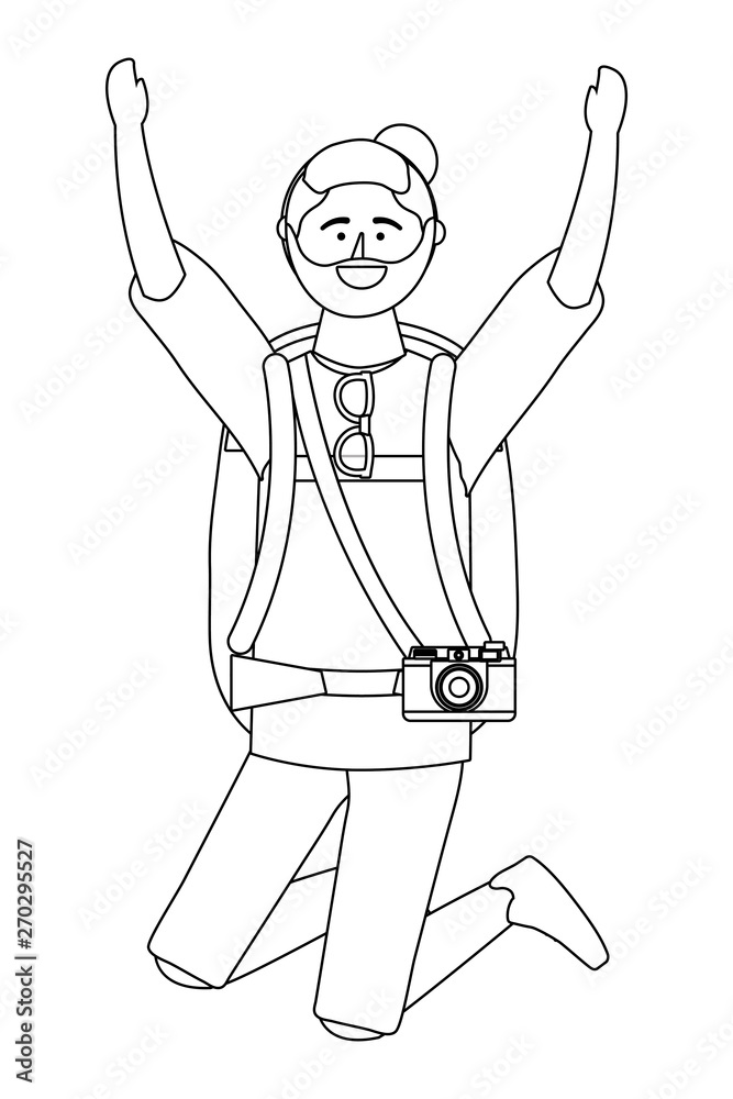 Tourist boy cartoon with bag design