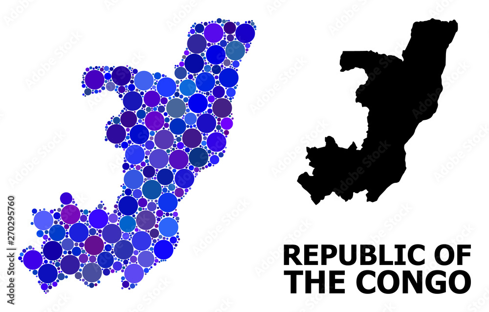 Obraz premium Blue Circle Mosaic Map of Republic of the Congo