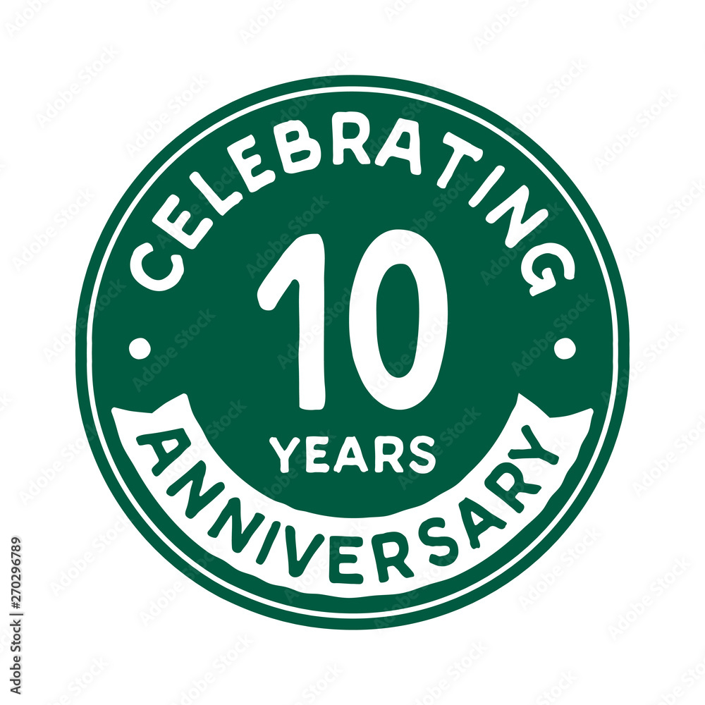 10 years anniversary logo template. Vector and illustration.