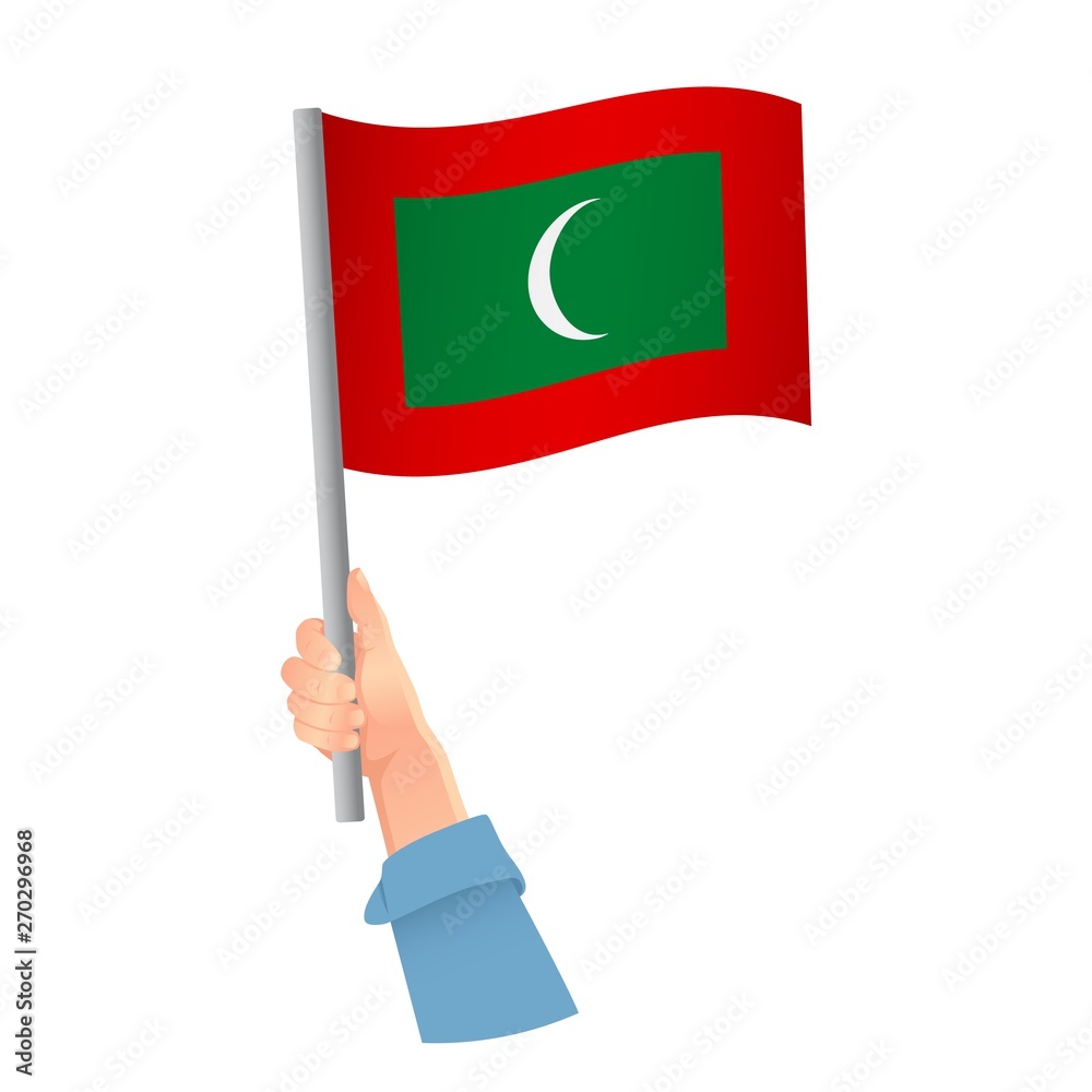 Maldives flag in hand icon Maldives flag in hand icon