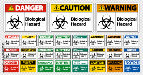Set Biological Hazard Symbol Sign Isolate On White Background,Vector Illustration