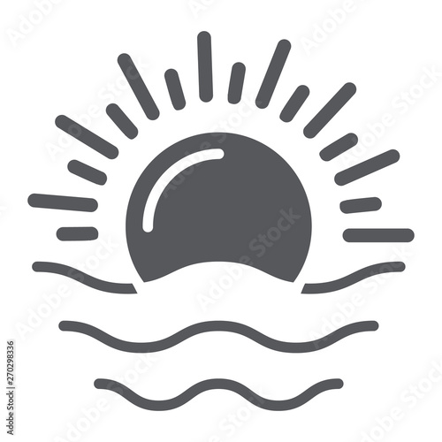 Dawn glyph icon, weather and sun, sunrise sign, vector graphics, a solid pattern on a white background.
