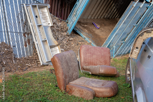 Container And Car Seats Drying Out After Flood