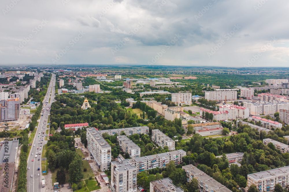 aerial view of city with cloudy weather aerial view of city with cloudy weather
