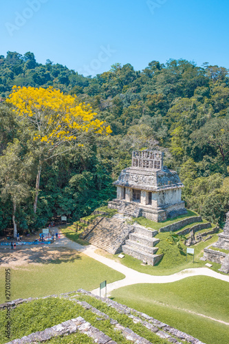 The ancient pyramids of Palenque, a Mayan Archaeological Site in Chiapas, Mexico