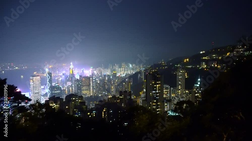 Wallpaper Mural Hong Kong Island Night Skyline - Scarcely Populated Hills And Really Dense Skyscraper Filled Center Together  Torontodigital.ca
