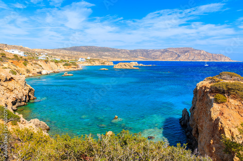 Fototapeta Naklejka Na Ścianę i Meble -  View of beautiful sea coast of Karpathos island near Ammopi village, Greece