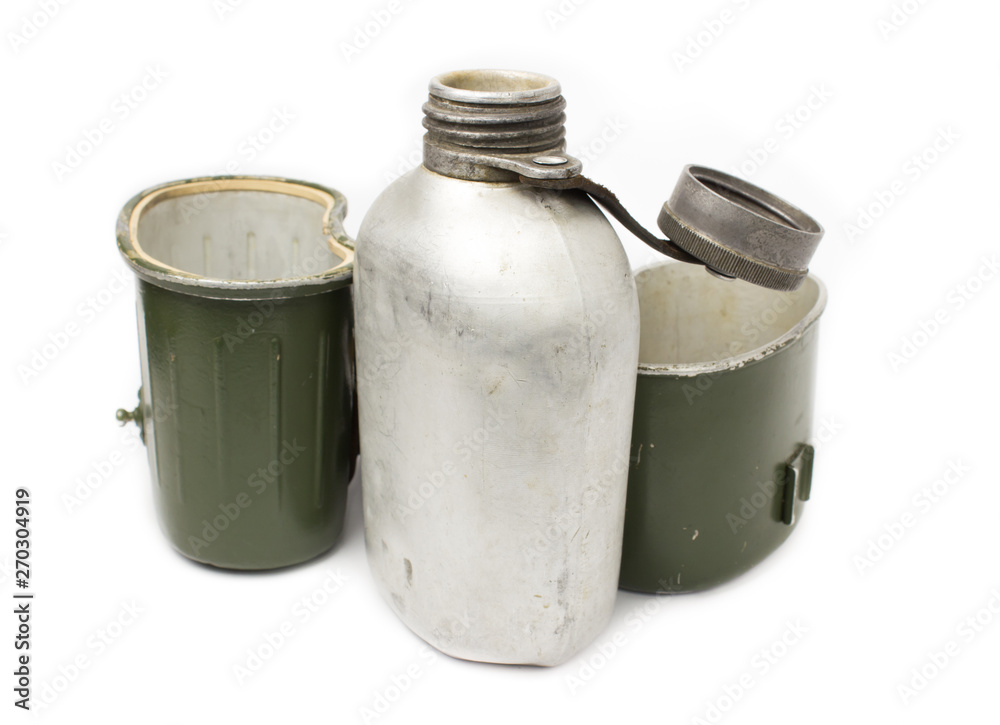 Soviet army flask on a white background Soviet army flask on a white background