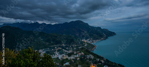 Fototapeta Naklejka Na Ścianę i Meble -  A cloudy day around the Amalfi coast of Italy , even though it was in the winter this place are still stunning with its iconic mountains and colorful beaches. 