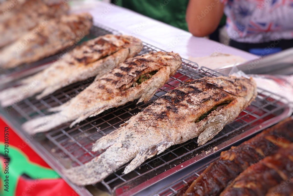 Fish grilled salt at street food