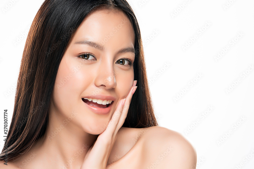 Beautiful Young asian Woman with Clean Fresh Skin on white background, Beautiful Young asian Woman with Clean Fresh Skin on white background,