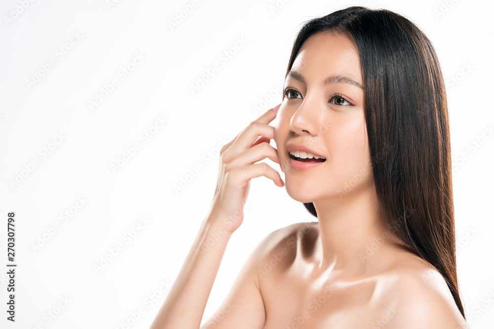 Beautiful Young asian Woman with Clean Fresh Skin on white background, Beautiful Young asian Woman with Clean Fresh Skin on white background,