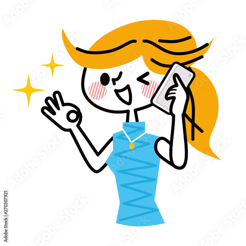 電話　女性　OKサイン