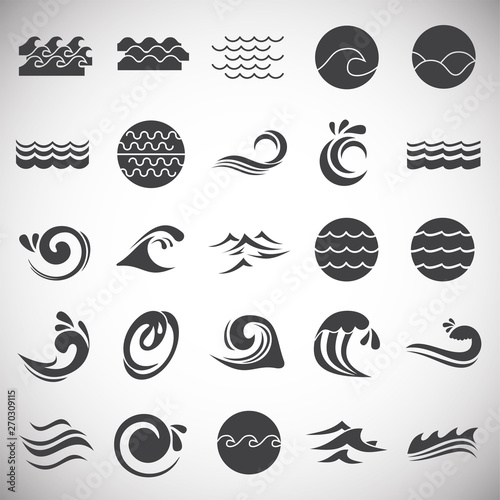 Waves icons set on white background for graphic and web design. Simple vector sign. Internet concept symbol for website button or mobile app.