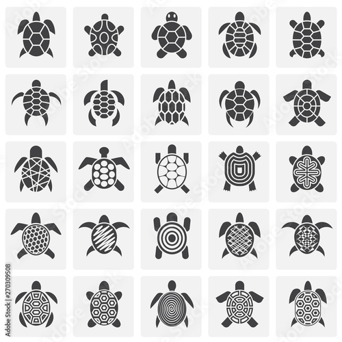 Sea turtle icons set on background for graphic and web design. Simple illustration. Internet concept symbol for website button or mobile app.