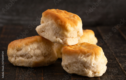 Buttermilk Biscuits on a Rustic Wooden Table