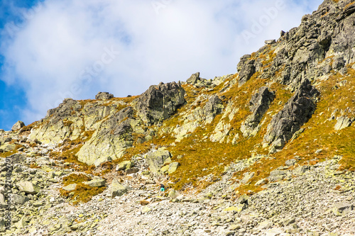 Hiking in High Tatras Mountains (Vysoke Tatry), Slovakia. Mlynicka Valley. On the way to Furkotsky Stit mount (2403m). photo