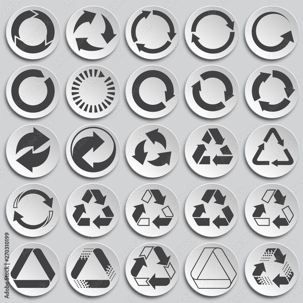 Recycling icons set on plates background for graphic and web design. Simple vector sign. Internet concept symbol for website button or mobile app. Recycling icons set on plates background for graphic and web design. Simple vector sign. Internet concept symbol for website button or mobile app.