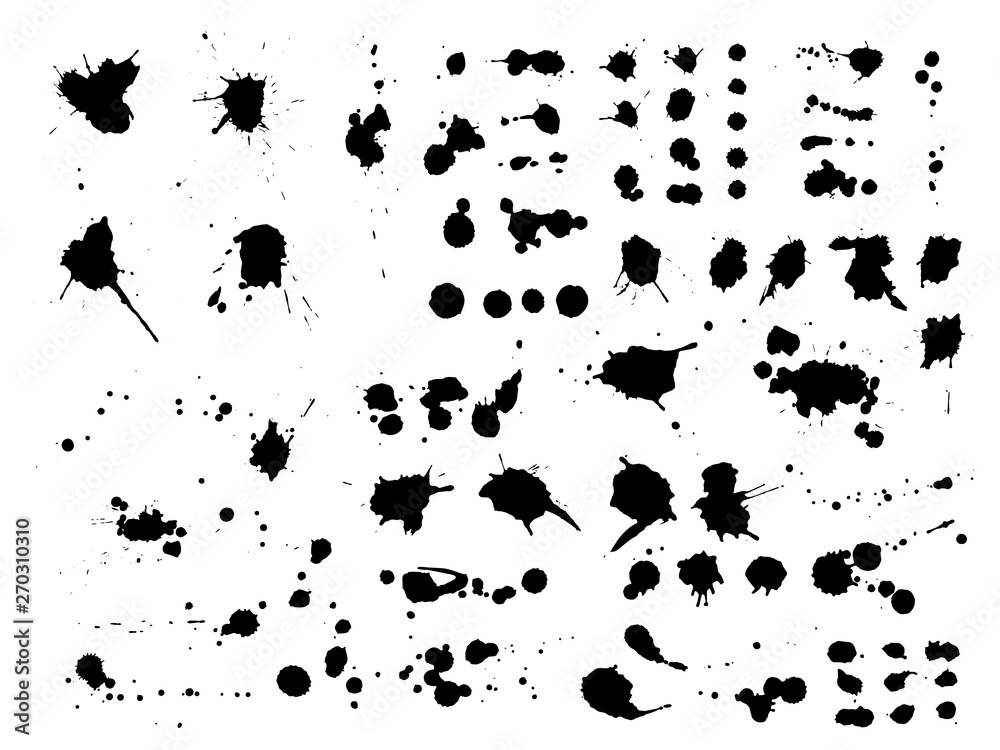 Collection of ink drops. Set of black paint splashes. Vector illustration Collection of ink drops. Set of black paint splashes. Vector illustration