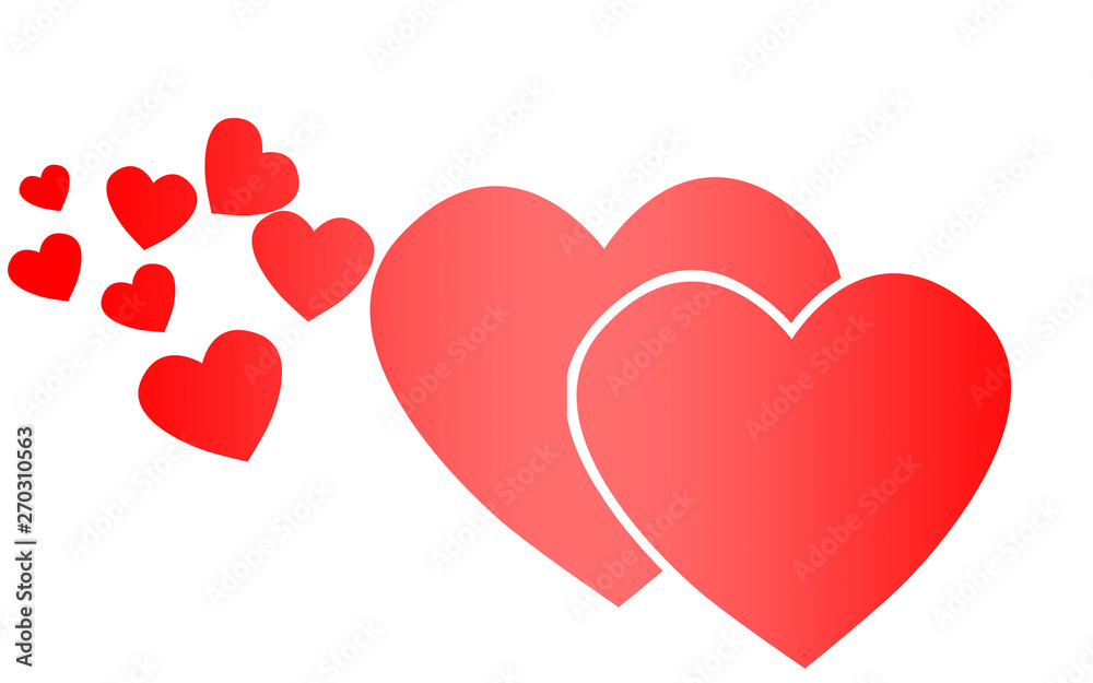 Red heart icon love symbol set